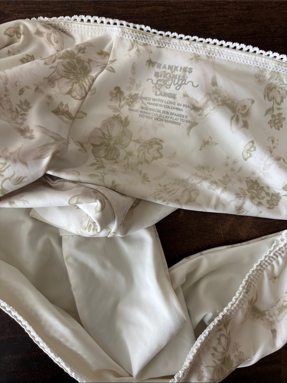 Frankie's Bikinis Cream Floral Bikini Bottoms - Picture 3 of 4
